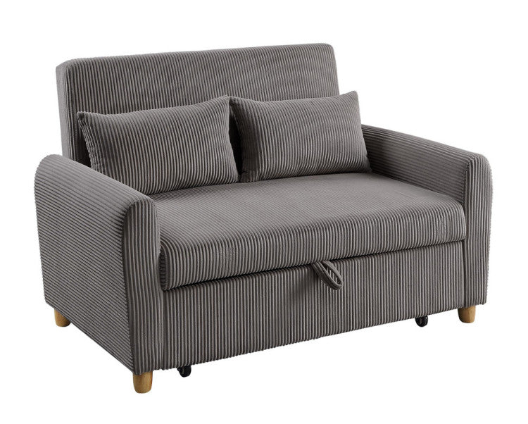 Justina 54"W Brown Corduroy Convertible Sleeper Loveseat