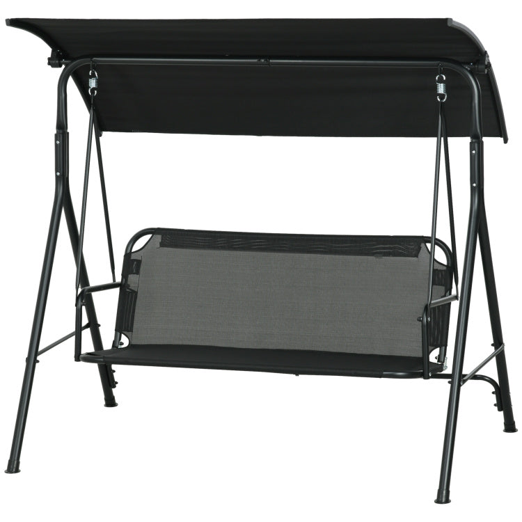 Outsunny 3 Seat Outdoor Patio Swing Chair With Removable Cushion, Steel Frame Stand And Adjustable Tilt Canopy For Patio, Garden, Poolside, Balcony, Backyard, Black 1