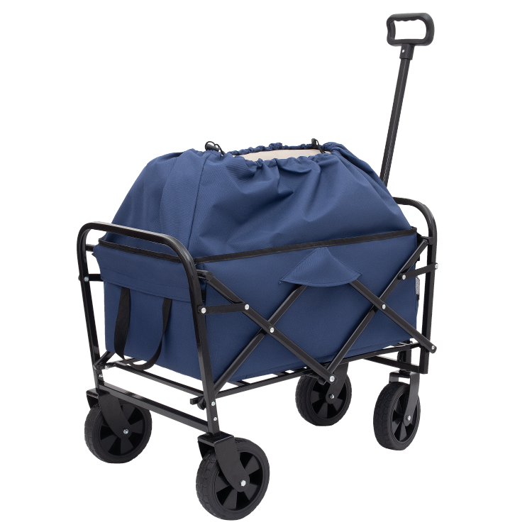 Minimeetall Multi Use Bag,Collapsible Foldable Wagon Cart Beach Wagon Heavy Duty Utility Cart Utility Wagon Grocery Cart For For Camping 3Pcs Plastic Liner Bag Cover , Dark Blue