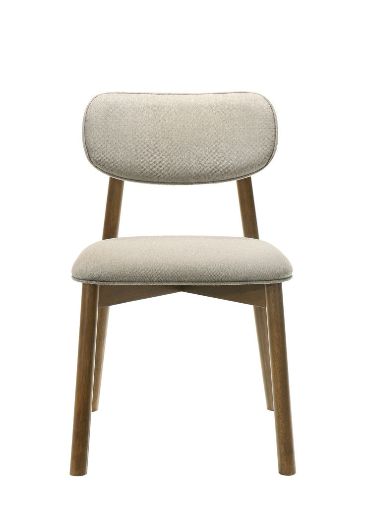 Mid Century Modern Style 2Pc Side Chair Upholstered Polyester Walnut And Beige Finish Dining Room
