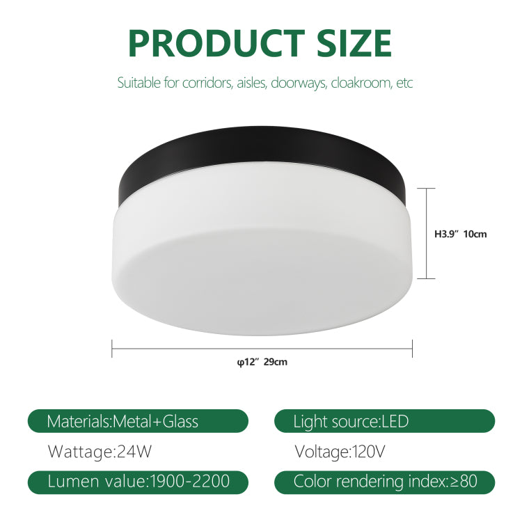 1 Pack Led Flush Mount Ceiling Light Fixture, Modern Kitchen Recessed Ceiling Lamp 24W 12 Inch Closet Round Surface For Bathroom Laundry Bedroom Hallway
