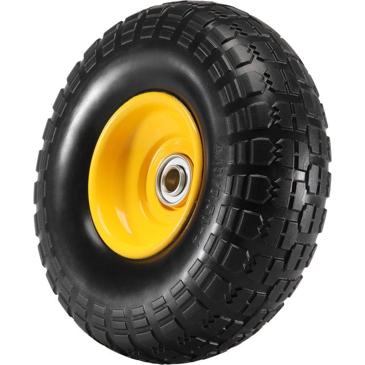 Solid Pu Run Flat Tire Wheel, 10", 2 Pack, 400 Lbs Dynamic Load, 450 Lbs Static Load, Flat Free Tubeless Tires And Wheels For Hand Truck, Utility Cart, Dollies, Garden Trailers, Various Carts