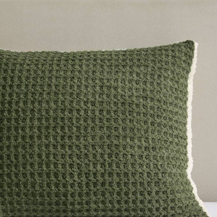 3 Pieces Full Queen Waffle Knit Chenille Comforter Set,Olive