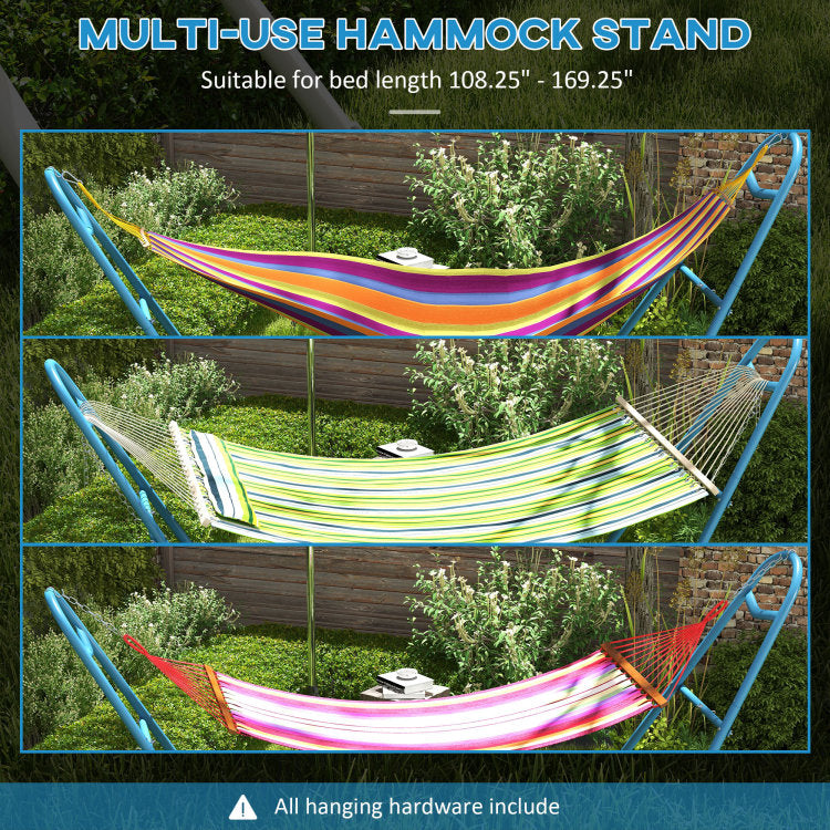 Outsunny Hammock Stand For 2 Person, Portable Adjustable Steel Frame Hammock Stand With Weather Resistant Finish, For 9 14Ft Hammocks, 10.3', 550 Lbs. Capacity, Blue