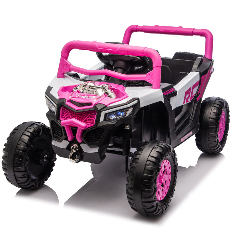 12V Kids Ride On Electric Utv W 2.4G Parents Control,Slow Start&Swing Function,Anti Slip Wheels With Front Shock Absorbers,Led Lights,Built In Music Player,Long Lasting Battery,For Kids Aged 3 5