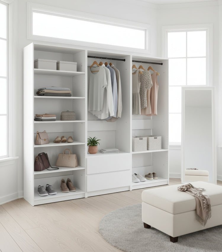 Prosper White Freestanding Walk In Wood Closet System