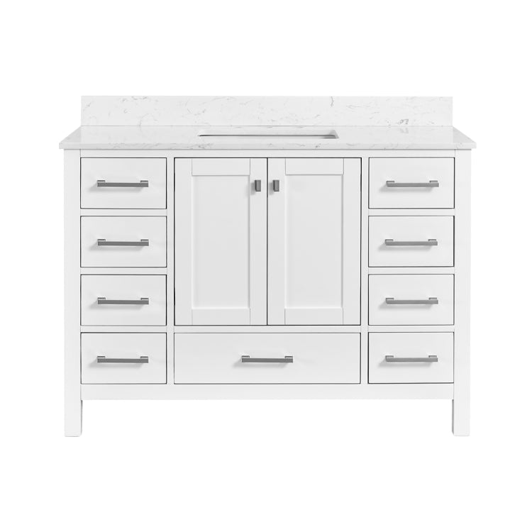 48'' Bathroom Vanity, Freestanding Vanity With Top, Solid Wood Frame Bathroom Storage Cabinet