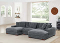 Large Seating Corduroy Upholstered Double Chaise Sectional