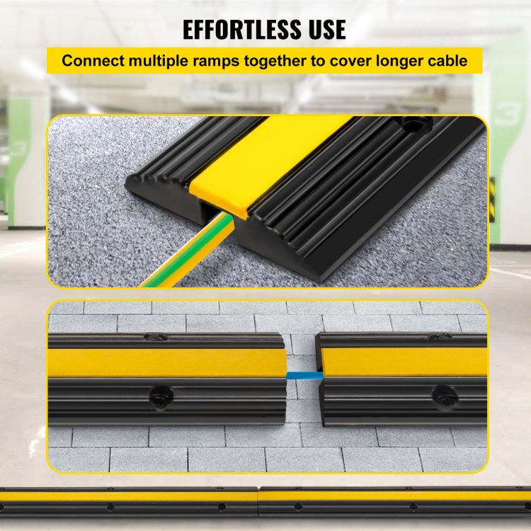4 Pack Of 1 Channel Rubber Cable Protector Ramps Heavy Duty 22046Lbs Load Capacity Cable Wire Cord Cover Ramp Speed Bump Driveway Hose Cable Ramp Protective Cover