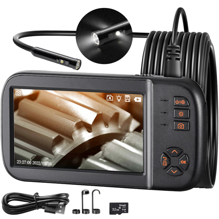 Borescope Camera, Triple Lens Endoscope Camera With Light, 4.5" Screen 1080P Inspection Camera With 10 Led Light, Ip67 Waterproof Drain Snake Camera For Auto, Plumbing 16.5Ft Cable, 32Gb Card
