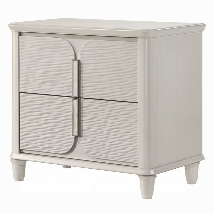 Pearl White Finish Luxury Glam Nightstand Of 2 Drawers Wooden Bedroom Furniture 1Pc