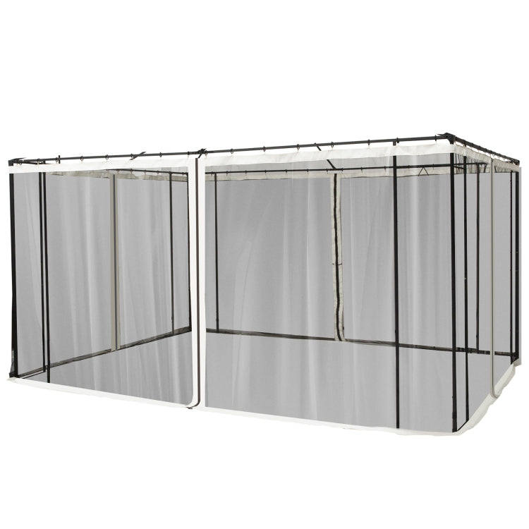 Outsunny 10' X 12' Universal Replacement Mesh Sidewall Netting For Patio Gazebos And Canopy Tents With Zippers, Sidewall Only , Beige