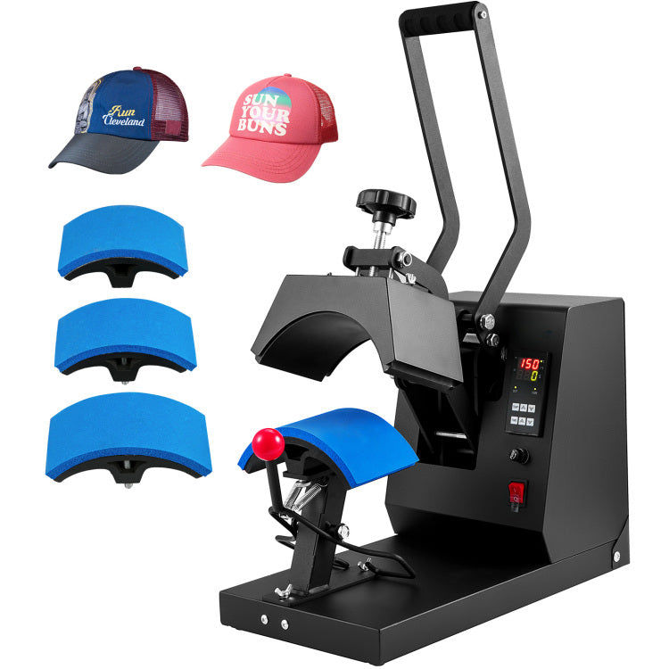 Hat Heat Press, 4 In 1 Cap Heat Press Machine, 6X3Inches Clamshell Sublimation Transfer, Lcd Digital Timer Temperature Control With 4Pcs Curved Heating Elements 6X3 6.7X2.7 6.7X2.7 8.1X3.5