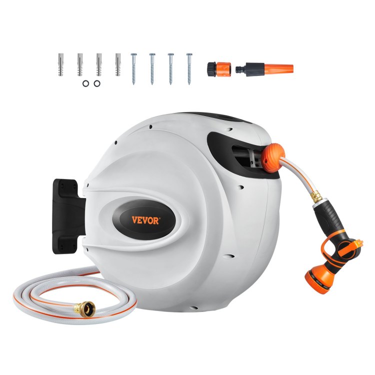 Retractable Hose Reel Water Hose Reel 65'X5 8" 180 Swivel Wall Mounted