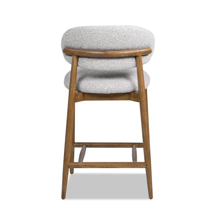 Locke 26.5" Modern Upholstered Counter Stool With Wood Frame, Salt & Pepper Boucle