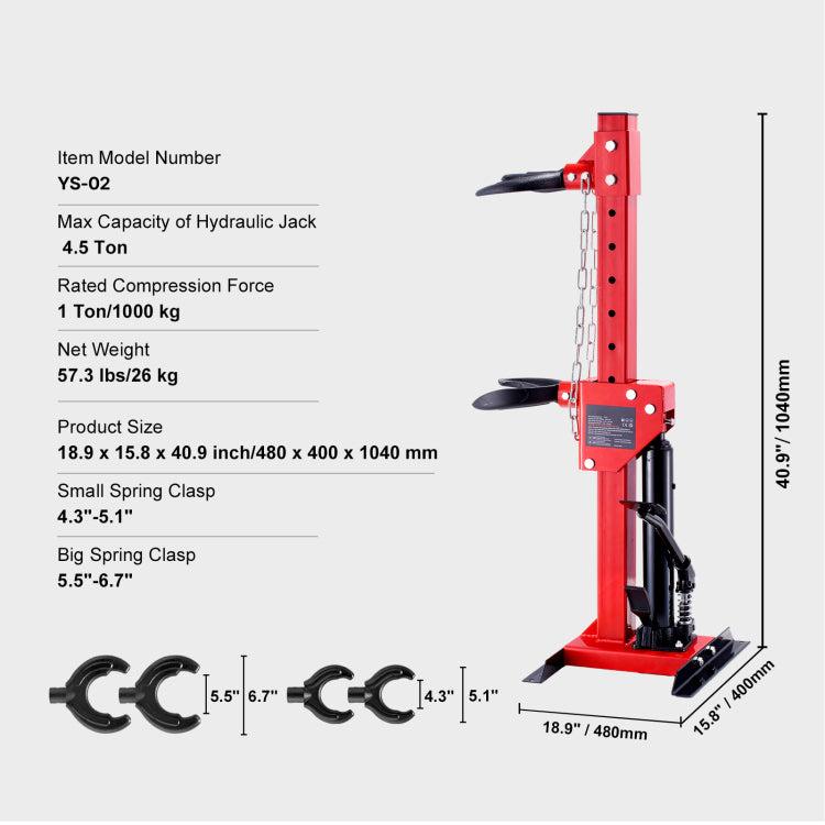Strut Spring Compressor, 4.5 Ton 9920 Lbs Hydraulic Jack Capacity, 1 Ton Rated Compression Force, Auto Strut Coil Spring Compressor Tool, Hydraulic Spring Compressor For Strut Spring Removing
