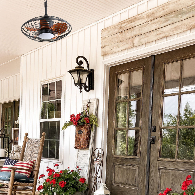 20 Inch Downrod Mount Led 18W 3Cct 5 Abs Blades Dc Motor With Hanging And Hook For Outside Patios Pergola