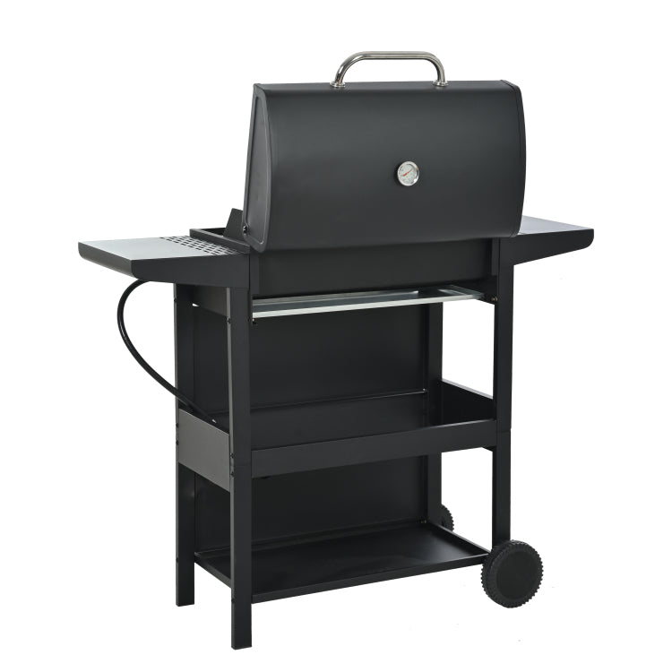 Propane Gas Grill 4 Burner Barbecue Grill, Stainless Steel 34,000 Btu Patio Garden Barbecue Grill With Two Shelves, Lid, Wheels And Bottle Opener