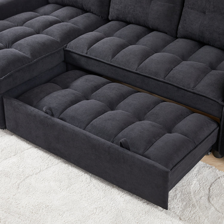 78.75" Reclining Sofa, Pull Out Sofa Bed With Usb And Tape C Charging Ports, L Shaped Sectional Sofa With Reclining Storage And Arm Side Organizer Pocket Features, Living Room Comfort Sofa