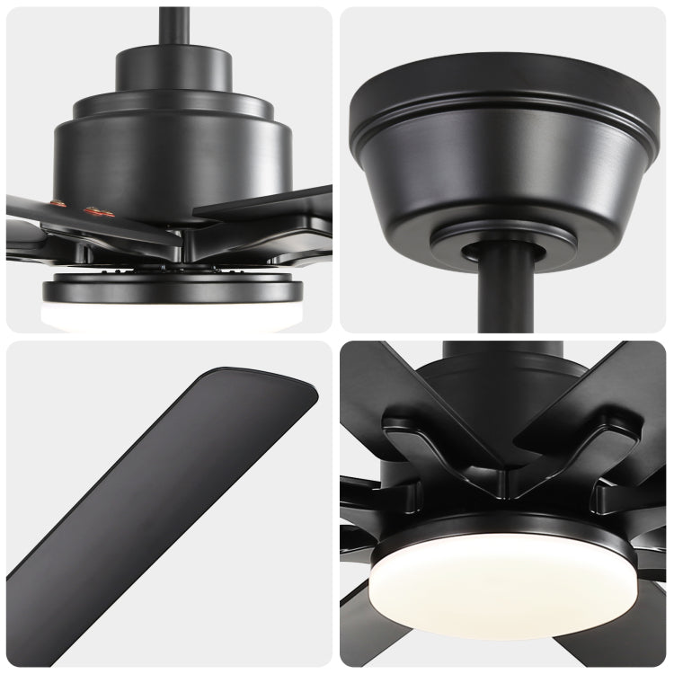 Modern 52 Inch Smart ,6 Wind Speed,With 8 Black Abs Blades,Voice Remote,Fan For Bedroom,Living Room,Patio,Kitchen,Etc