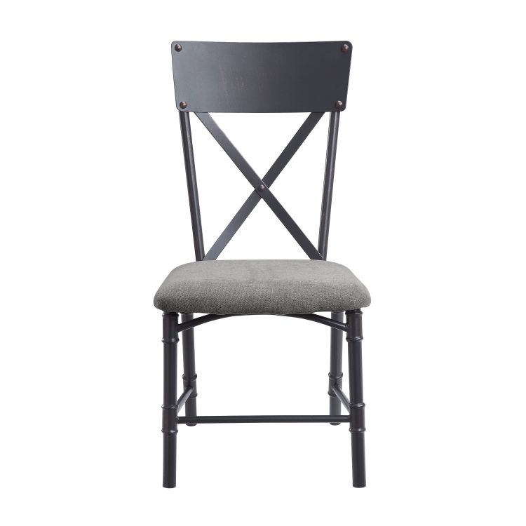 Edina Gray Fabric, Oak & Sandy Black Finish Side Chair Set Of 2