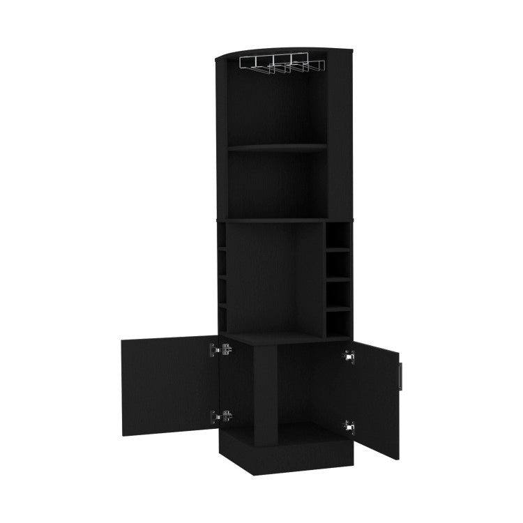 Delhi Corner Bar Cabinet, Eight Built In Wine Rack, Glass Rack, Double Door Cabinet