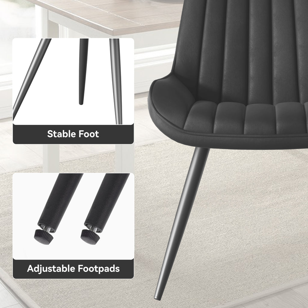 Modern Dining Chairs Set Of 4, Comfy Dining Room Chairs With Thick Cushions, Upholstered Fabric Kitchen Side Chairs With Metal Legs, Black
