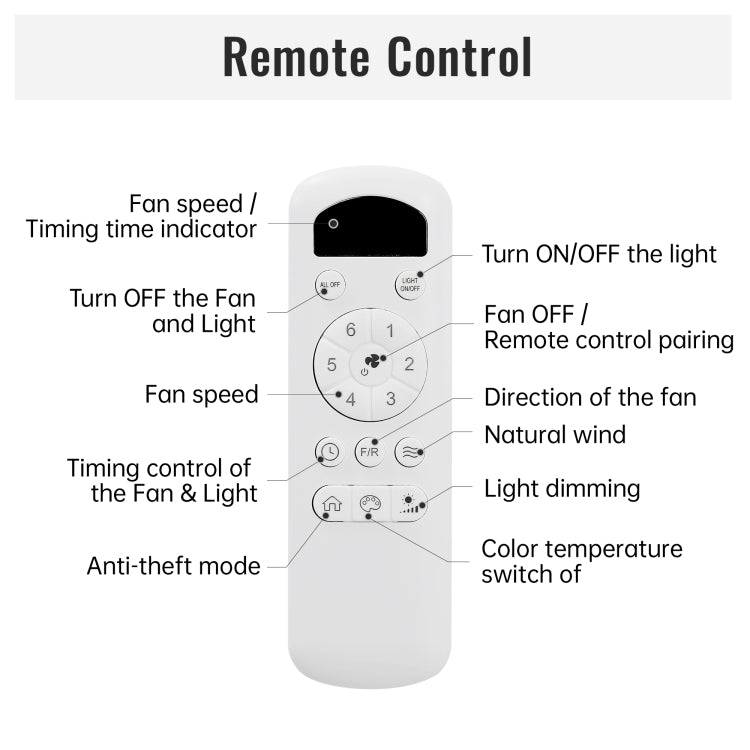 52 Inch Light With 6 Speed Remote Reversible Energy Saving Dc Motor