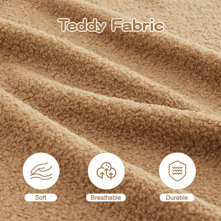 Soft Teddy Fabric Boneless Sofa,No Assembly Required Streamlined Design,Anti Slip Design 32D High Density Sponge Fits Living Rooms Bedrooms,Camel