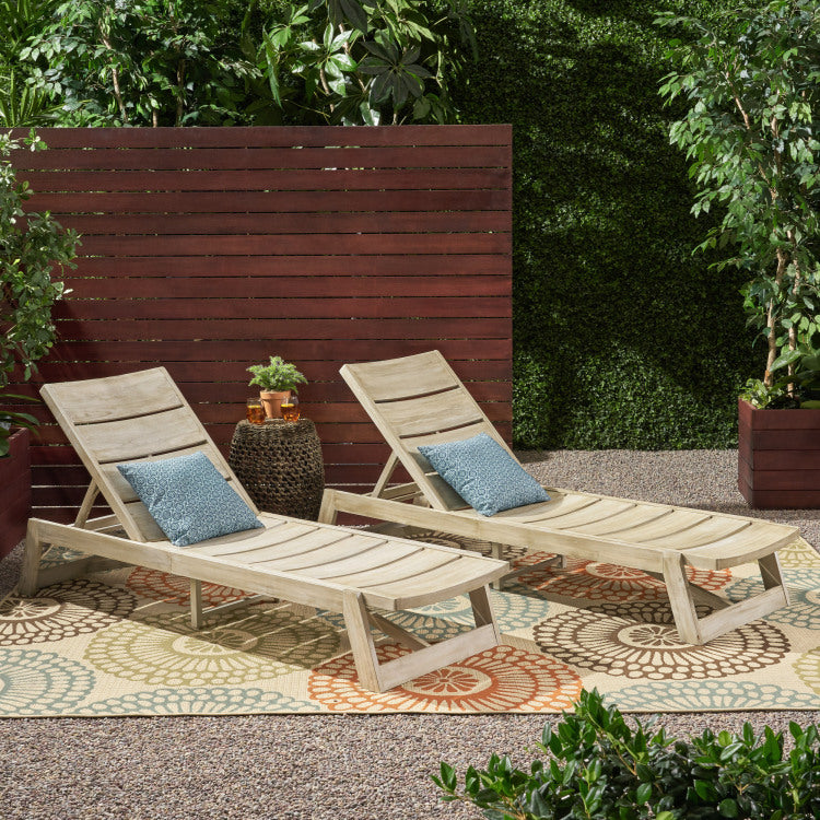 MAKI CHAISE LOUNGE SET OF 2 grey - metal & wood