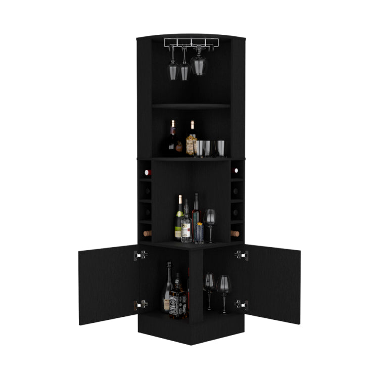 Corner Bar Cabinet Atanasio, Living Room, Black