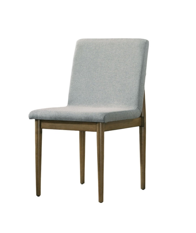 Natural Tone Frame Light Gray Fabric Set Of 2Pc Side Chairs Dining Room Furniture Chair Upholstered Seat
