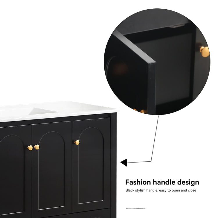 A 48 Inch Wide Black Bathroom Vanity With Large Storage Space A Cabinet Featuring 4 Soft Close Doors And 2 Drawers Excluding The Ceramic Basin