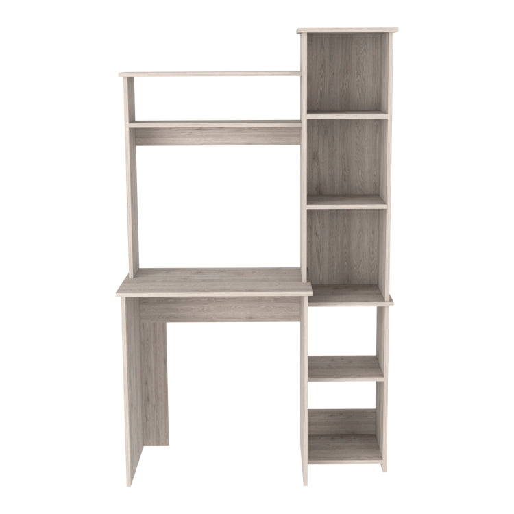 Aramis Desk, Five Shelves, Two Superior Shelves, Light Gray