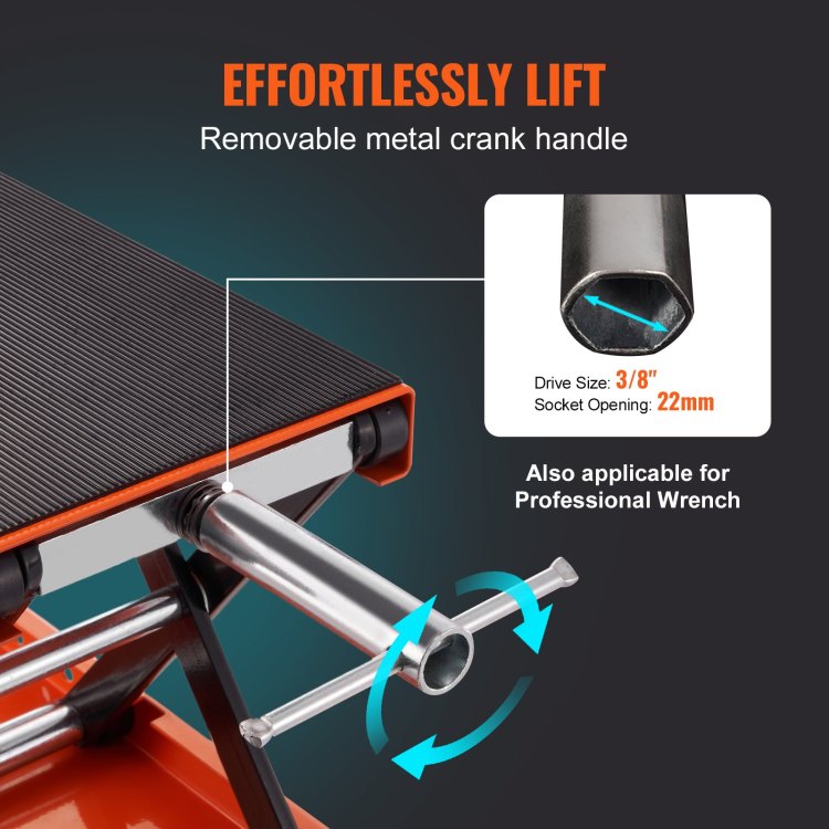 Motorcycle Lift, 1100 Lbs Motorcycle Scissor Lift Jack With Wide Deck & Safety Pin, 3.7" 13.8" Center Hoist Crank Stand, Steel Scissor Jack For Street Bikes, Cruiser Bikes, Touring Motorcycles