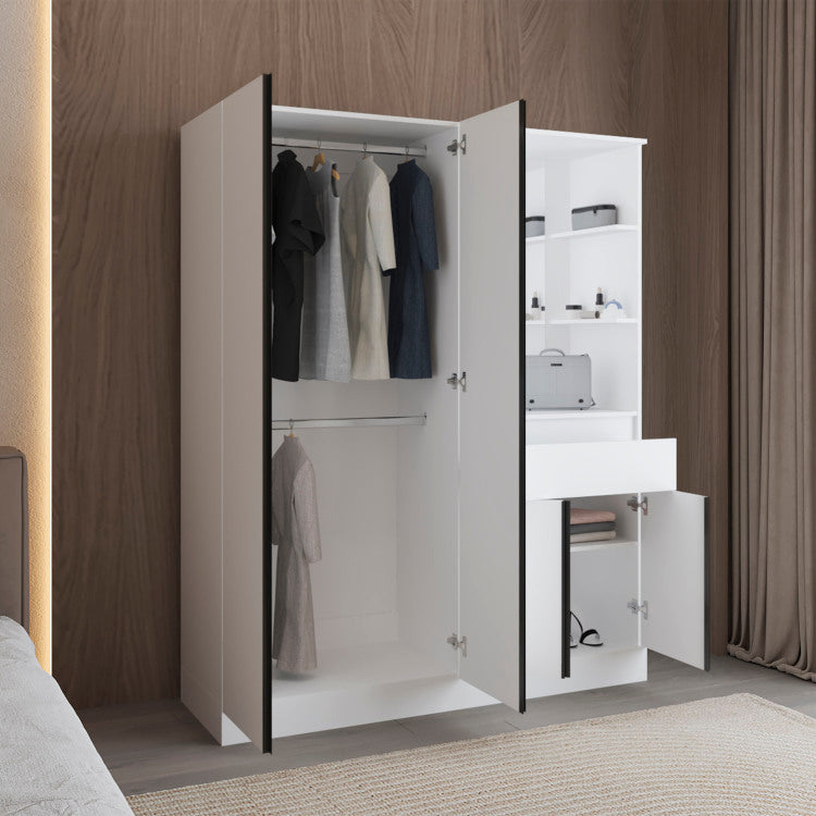 Kamelot Armoire With Double Doors, Hanging Rod And Interior Shelves, White