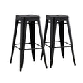 Backless Modern Light Weight Industrial Contemporary Rustic Vintage Costal Metal Bar Stools Without Back And 4 Leg Design Set Of 2 30" Seat, Distressed Black