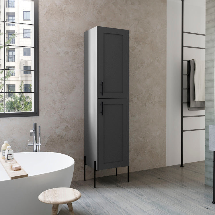 Linen Cabinet 70.8" H, With 1 Door And 4 Shelves, Matt Gray