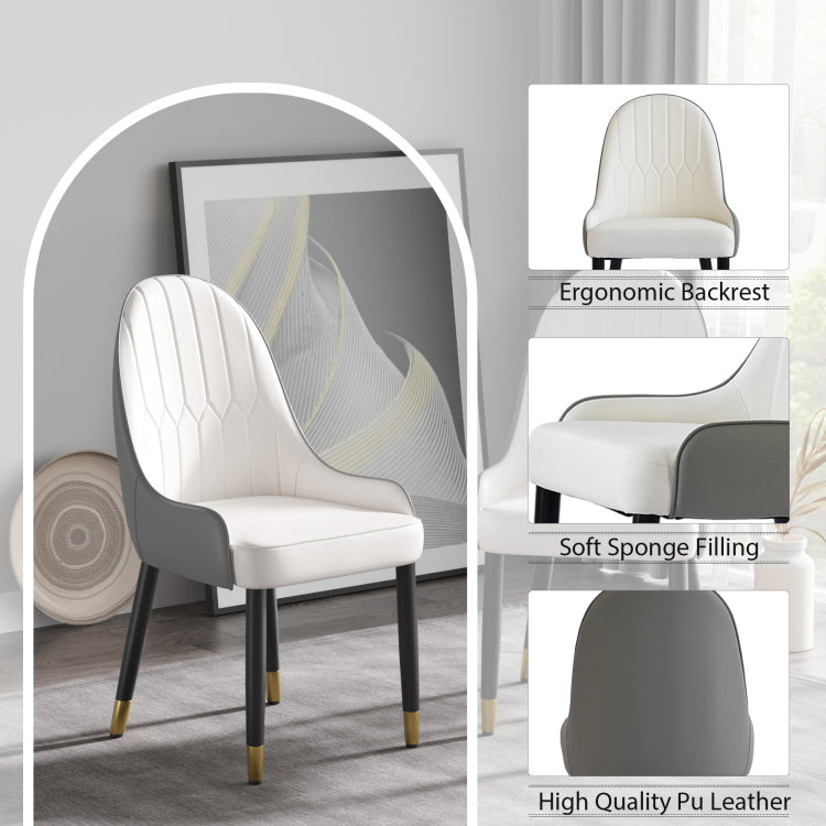 Modern Pu Sponge Filled Dining Chair, Solid Wood Metal Legs, Suitable For Restaurants, Living Rooms And Rooms Set Of 2