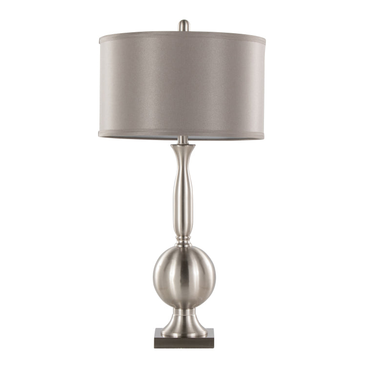 Joan 30" Contemporary Metal Table Lamp In Brushed Nickel With Grey Satin Shade From Grandview Gallery Set Of 2
