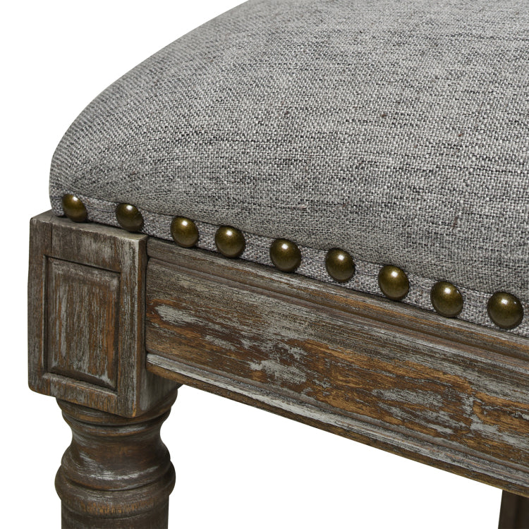 Triomphe Rattan Wicker High Back Armless Counter Bar Stool, Heathered Grey Linen