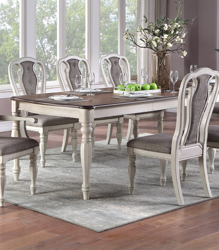 Transitional 9Pc Dining Set Dining Table W Oak Top 6Xside Chairs And 2X Arm Chairs Cushion Seat Antique White Kitchen Dining Room