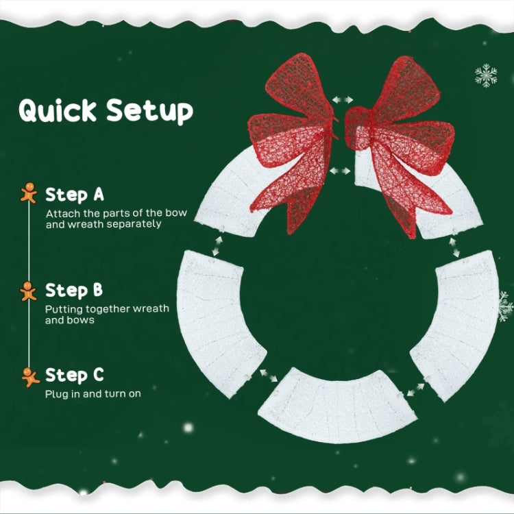 Lighted Wreath Decoration With Dual Color Led, 48 Inch Christmas Wreath With Daily Timer, Remote