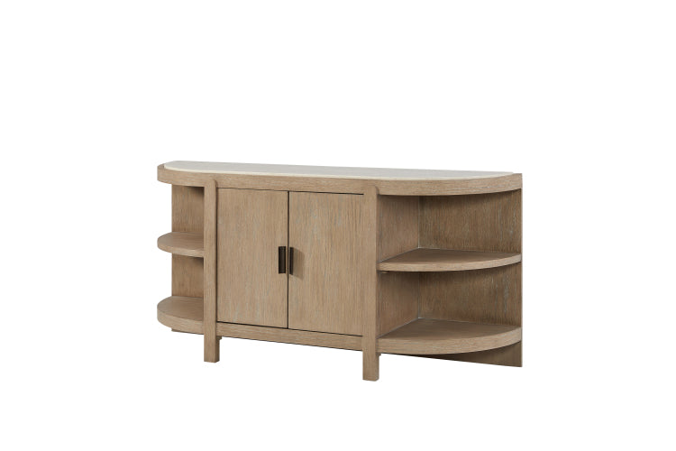 Curved 2 Door Console Table W Marble Top