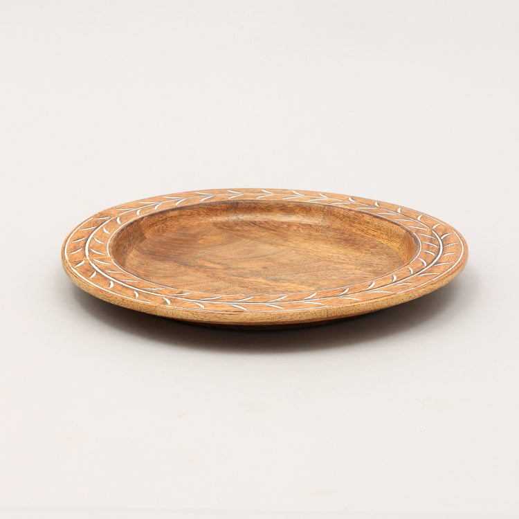 Handcrafted 13" Wood Charger Plate Wooden Dinning Placemat Artisan Wood Tableware