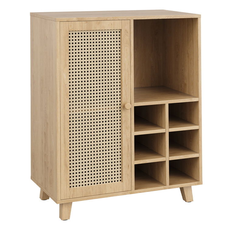Sideboard Cabinet With Storage, 34 Inch Wine Bar Cabinet With Wine Racks, Buffet Cabinets For Home, Living Room