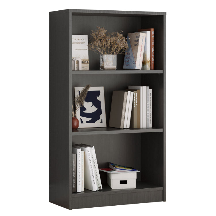 Bookcase Freestanding 3 Shelf Wood Bookshelf Adjustable Shelves For Home Office,3 Layer