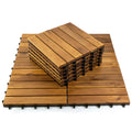 12 In. X 12 In. 6 Slats Acacia Wood Deck Tile