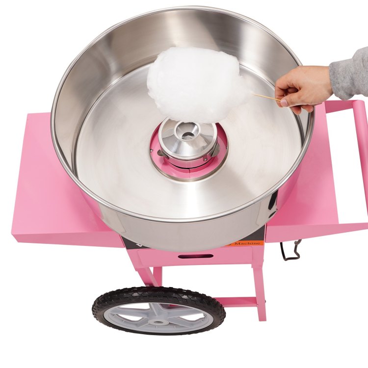Electric Cotton Candy Machine With Cart, 1000W Commercial Floss Maker With Stainless Steel Bowl, Sugar Scoop And Drawer, Perfect For Home, Kids Birthday, Family Party, Pink