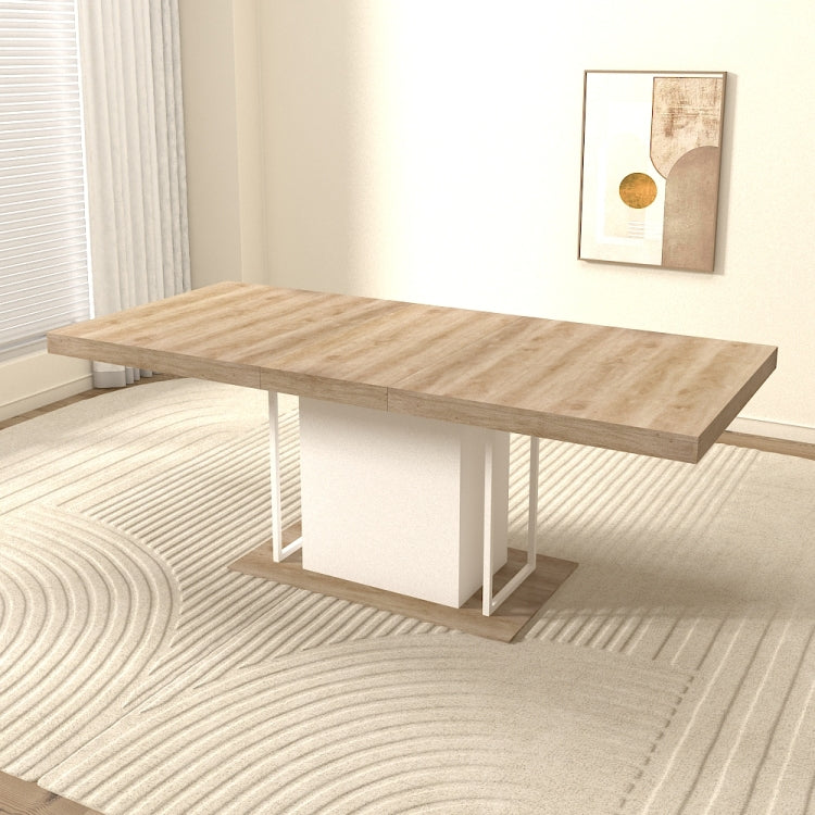 Rectangle Extendable Dining Table For 6 10 People Aged Effect Wood 160 200 Cm